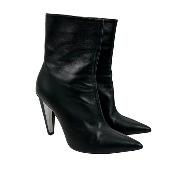 Gianvito Rossi Black Leather Lucite Heeled Pointed Toe Boots - Picture 2 of 15